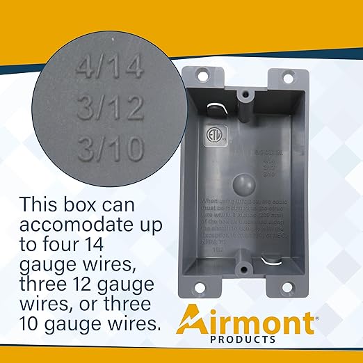 Plastic Electrical Box, Shallow Remodel Box, 8 Cubic Inch Grey Outlet Box - Image 3