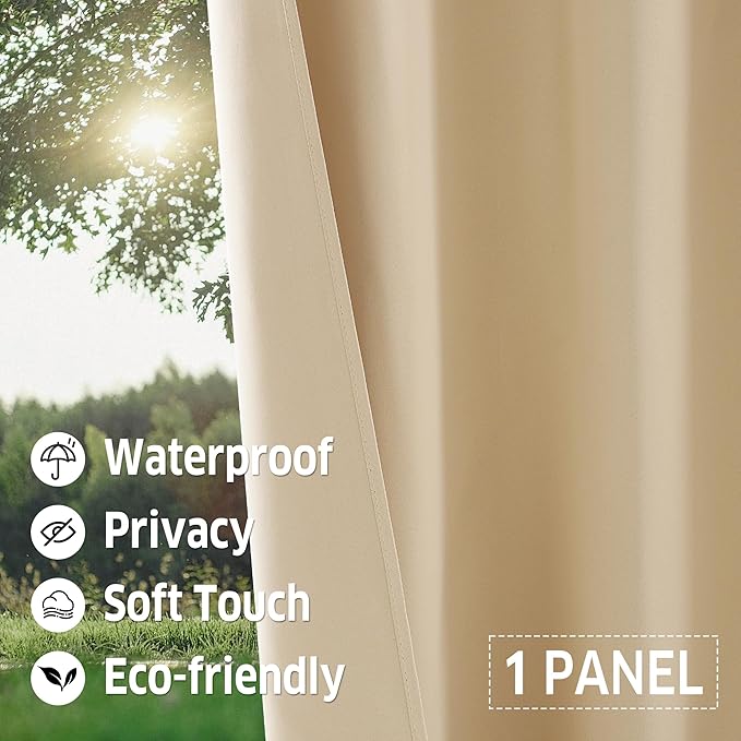 RYB HOME Outdoor Curtains for Patio Waterproof Tab Top Block Sunlight Thermal - Image 5