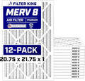 Filter King Air Filters | 20.75x21.75x1 | 12-PACK | MERV 8 HVAC Pleated AC by FilterKing