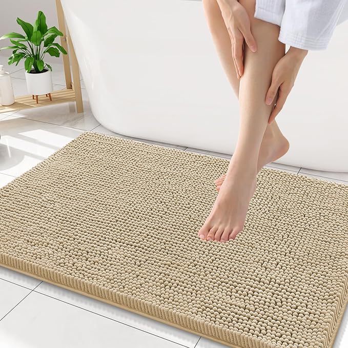 Smiry Luxury Chenille Bathroom Rugs 34x21, Extra Soft and Absorbent Shaggy Bath by Smiry
