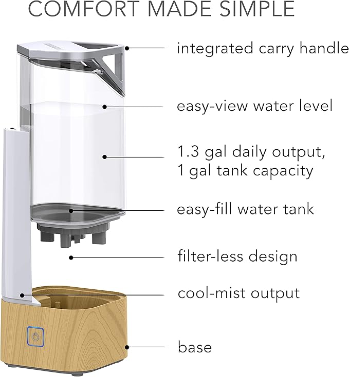 Sharper Image UHS1-SI Ultrasonic Cool Mist Humidifier, 1 Gallon, 2 Settings - Image 4