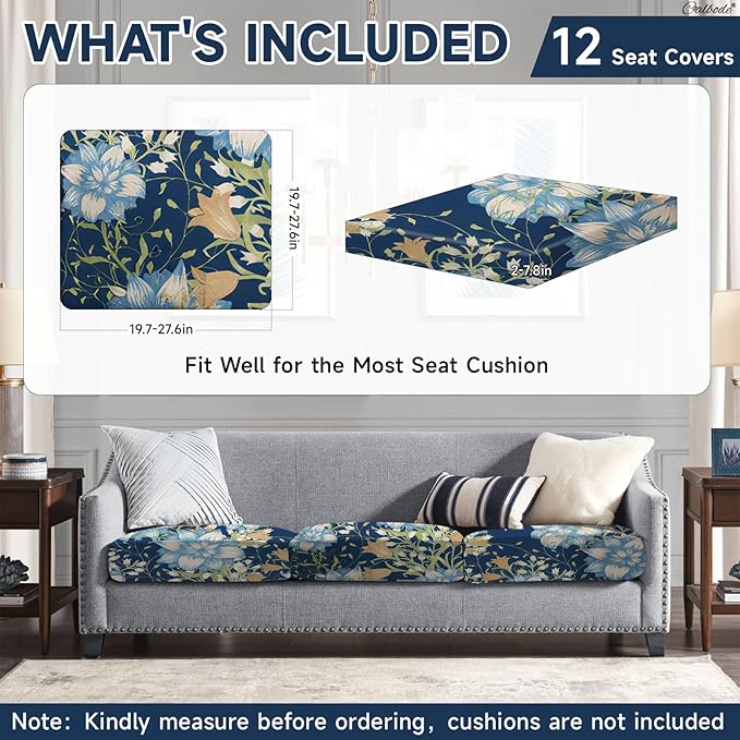 12Pcs Stretch Patio Cushion Cover, Printed Couch & Sofa Slipcovers - Image 2