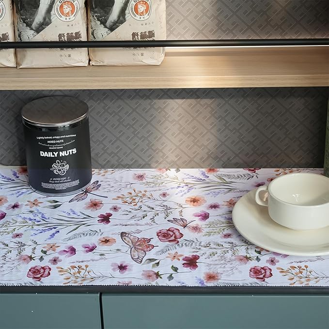 Floral Shelf and Drawer Liner for Kitchen Cabinets, 16IN x 10FT Non-Adhesive - Image 7