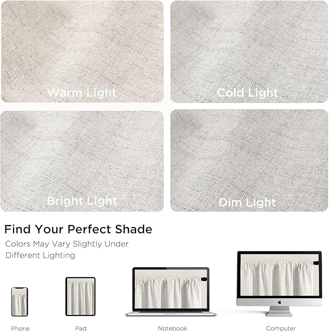 CUCRAF Linen 100% Blackout Curtains 108 Inch Length 2 Panels Set, Back Tab and - Image 5