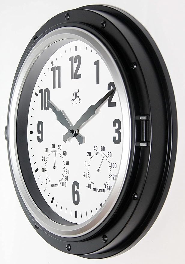 Infinity Instruments Forecaster Indoor/Outdoor Wall Clock, Thermometer - Image 2