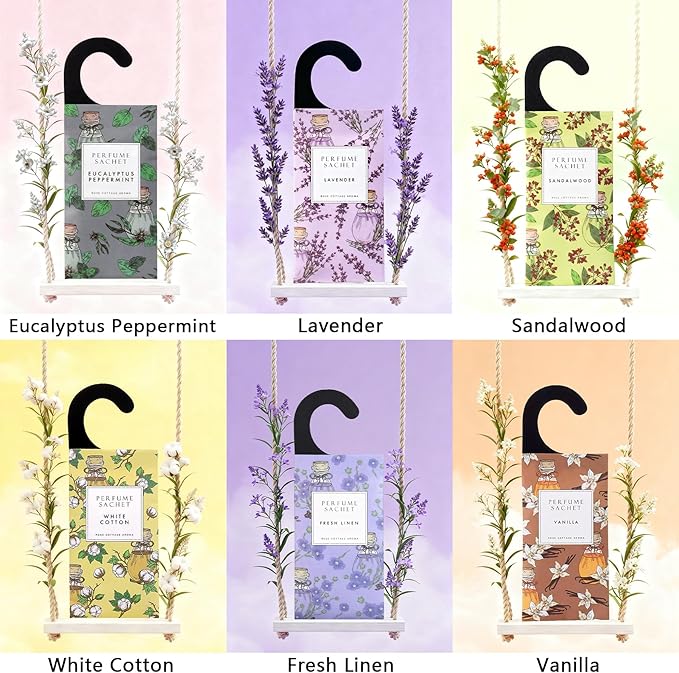 ROSE COTTAGE Large 12 Packs Lilac Hanging Closet Air Freshener Scented Sachets - Image 4