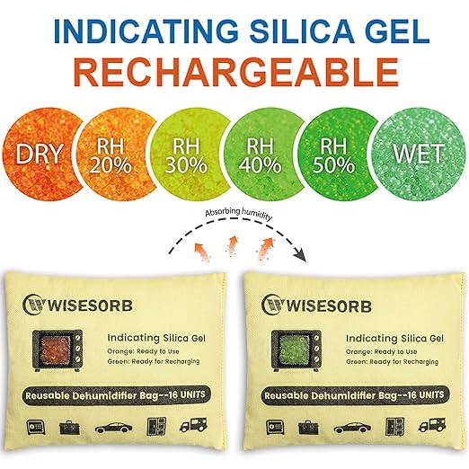240G 2 Pack Reusable Silica Gel Desiccant Dehumidifier Bags, Color Indicating - Image 8