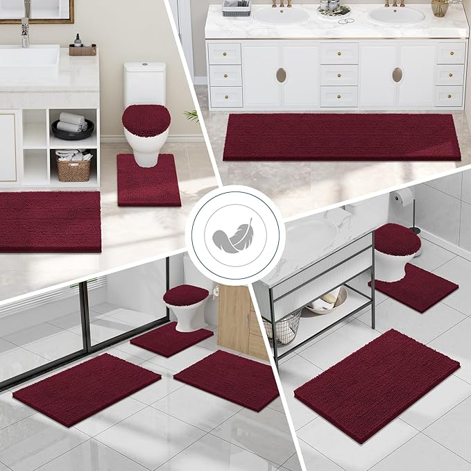 Smiry Luxury Chenille Bathroom Rugs 44x32, Extra Soft and Absorbent Shaggy Bath - Image 7