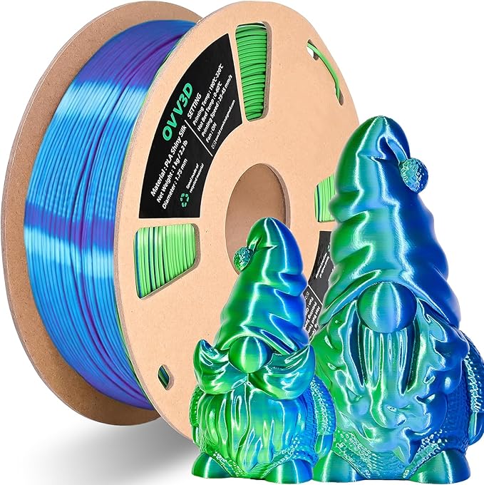 OVV3D PLA Filament 1.75mm, Silk PLA Dual Color Blue Green 3D Printer Filament by OVV3D