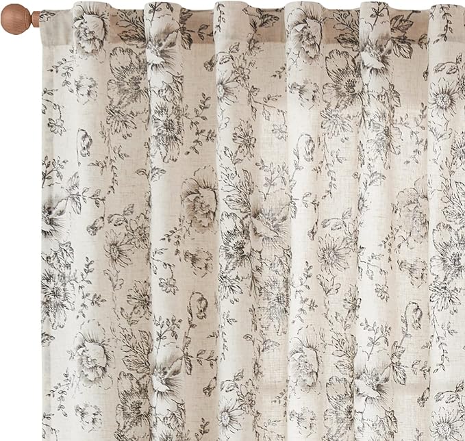 jinchan Linen Floral Curtains Extra Wide - Image 8