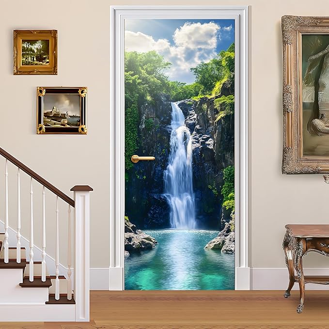 3D Door Stickers, Peel and Stick Vinyl Wallpaper, Self-Adhesive Mural Door Cover by BVBOX