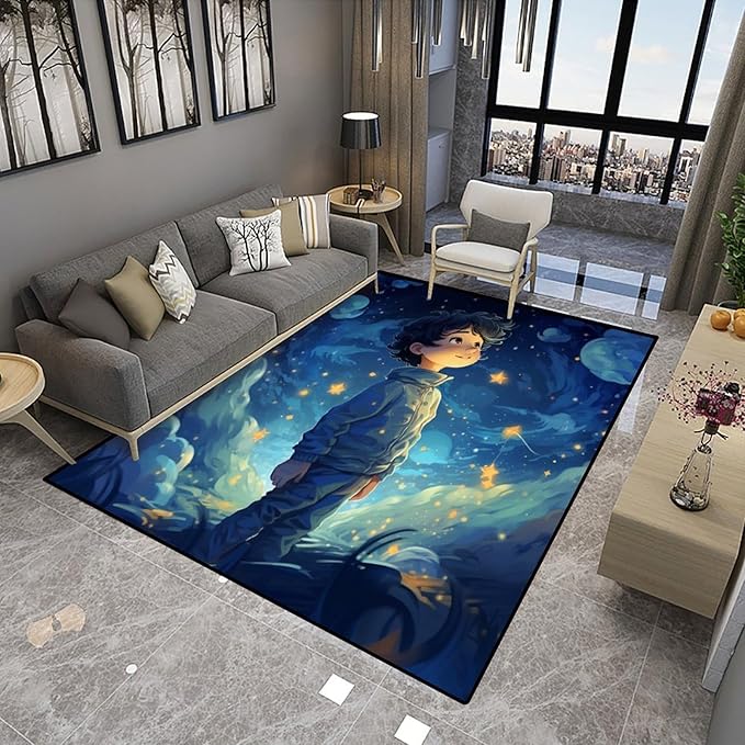 Floor Covering, Star Boy Pattern Printing Foldable Area Rugs Fade Resistant - Image 4