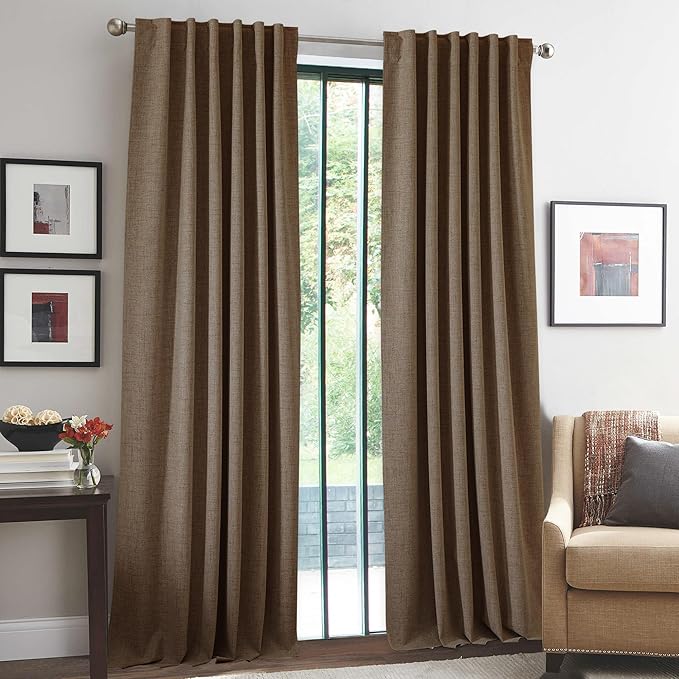 RYB HOME 100% Blackout Polyester Textured Curtains 90 inches Long, Thermal - Image 2