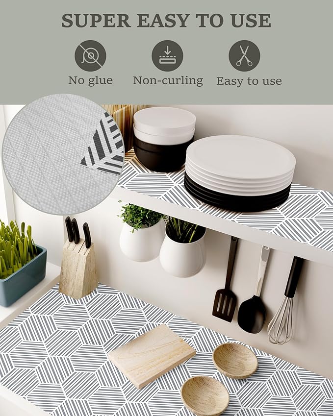 Shelf Liner for Kitchen Cabinet 11.8In x 30FT, Non-Adhesive Cabinet Liners Slip - Image 2