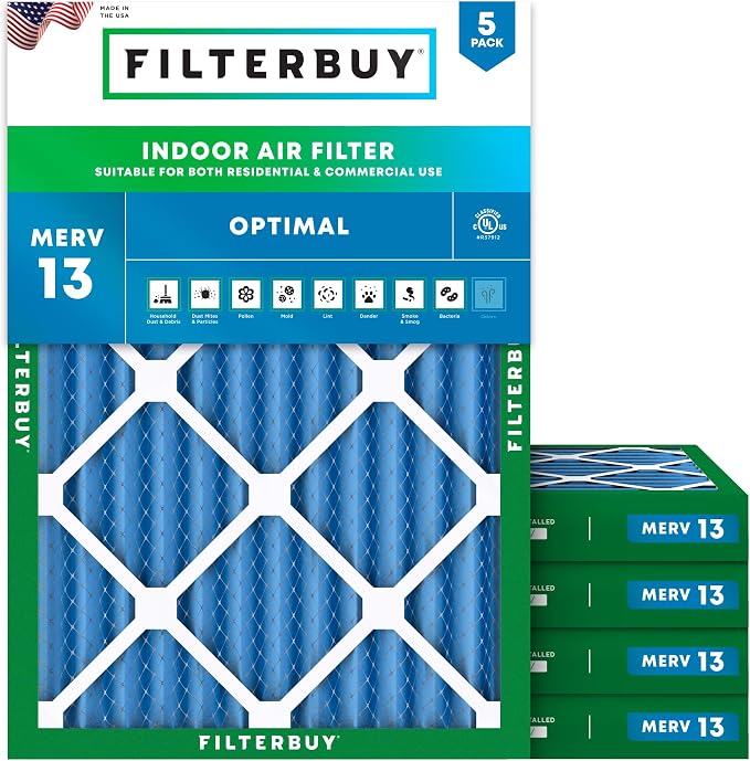Filterbuy 18x25x2 Air Filter MERV 13 Optimal Smoke & Allergy Defense, by Filterbuy