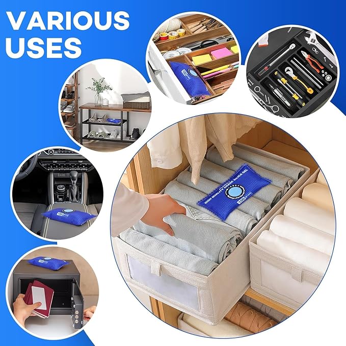 2 Pack Rechargeable Desiccant Packs, 100g Each, Color Indicating Silica Gel - Image 8