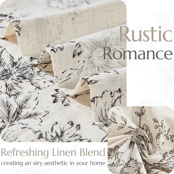jinchan Linen Floral Curtains Extra Wide - Image 6