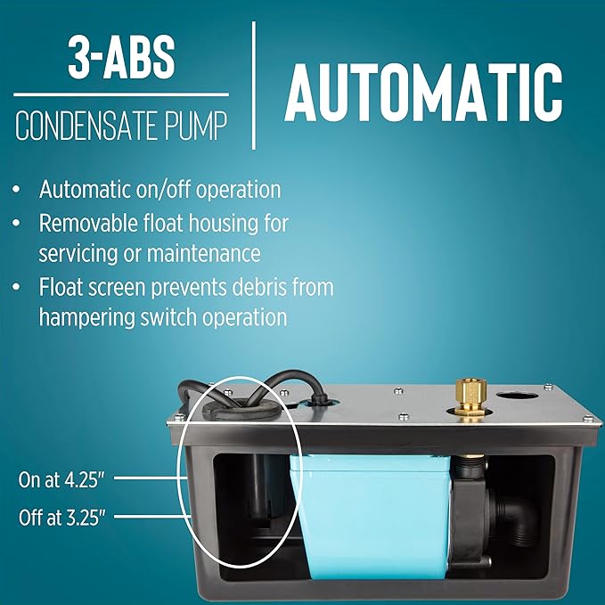 Little Giant 3-ABS 1/12 HP, 115 Volt, 310 GPH Automatic Shallow Pan Condensate - Image 5