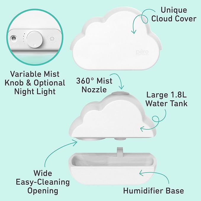 Pure Enrichment PureBaby Cloud Ultrasonic Cool Mist Humidifier Quiet Variable - Image 4