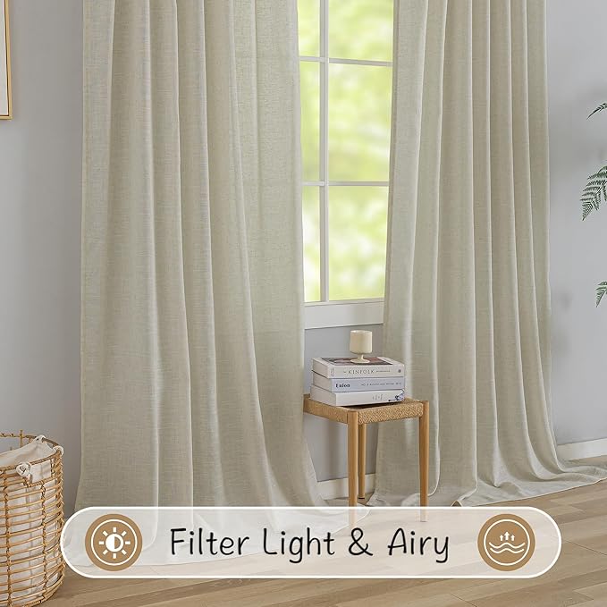 DONREN Linen Back Tab Curtains 126 Inches Extra Long Ceiling to Floor - Image 5