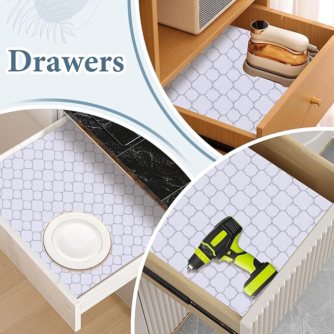 Shelf Liners for Kitchen Cabinets 17in x 20FT Non Adhesive Drawer Liner Silver - Image 4