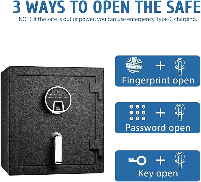 WASJOYE Biometric Fireproof Safe Box - Image 8