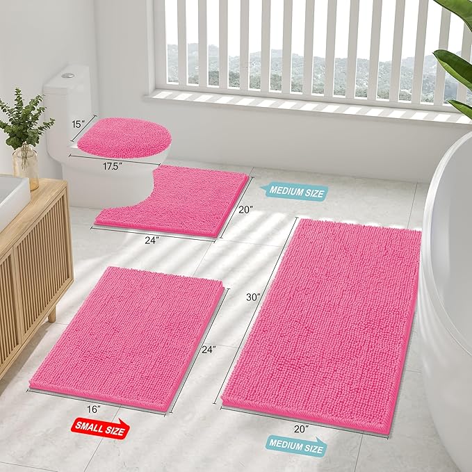 Smiry Luxury Chenille Bathroom Rugs 34x21, Extra Soft and Absorbent Shaggy Bath - Image 2