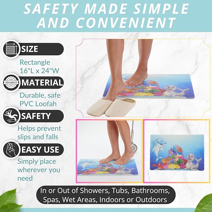 ENKOSI Loofah Non-Slip Shower and Bath Mat - Image 3
