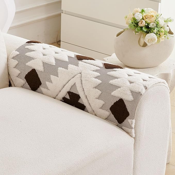 Boho Plush Couch Covers for Sofa Washable, Fuzzy Soft Couch Cover for Sectional - Image 3