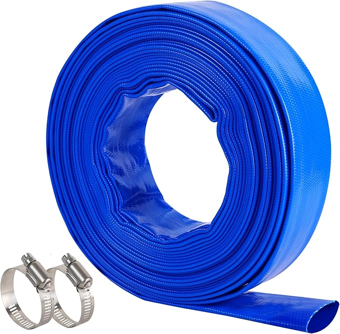 2" x 25 FT Pool Backwash Hose Blue Heavy Duty Reinforced PVC Lay Flat Water by ProfessionalBrand