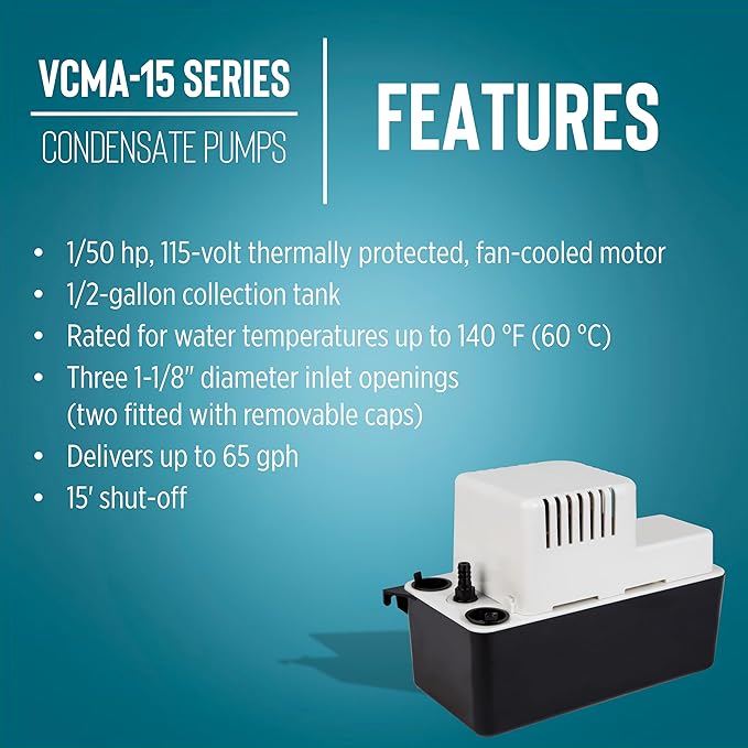 Little Giant VCMA-15ULT 115 Volt, 65 GPH, 1/50 HP Automatic Condensate Removal - Image 5