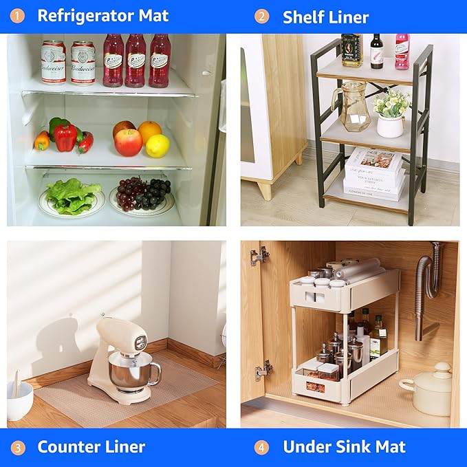 PABUSIOR Clear Cabinet Shelf Liner: Waterproof Non-Adhesive Kitchen Drawer Liner - Image 8