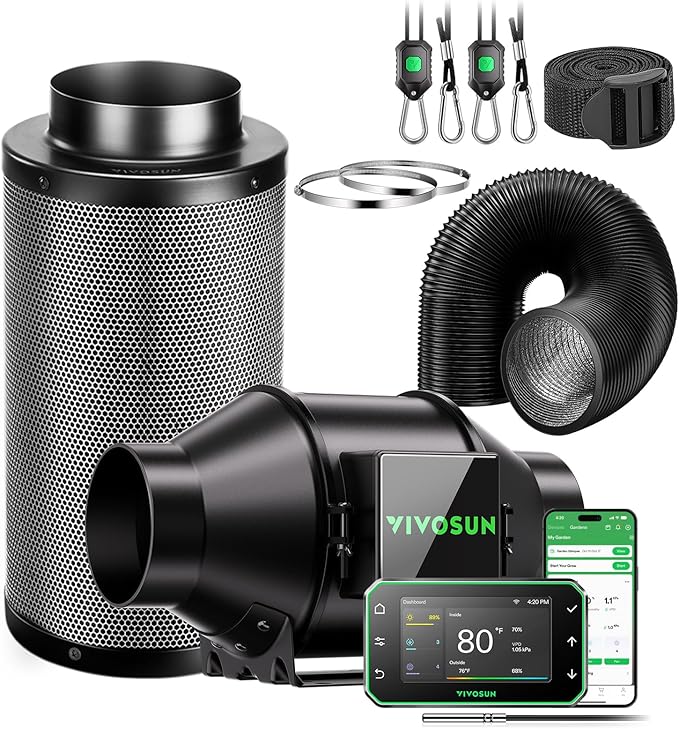 VIVOSUN Smart Air Filtration PRO G4 Kit 4", AeroZesh G4 Inline Duct Fan by VIVOSUN