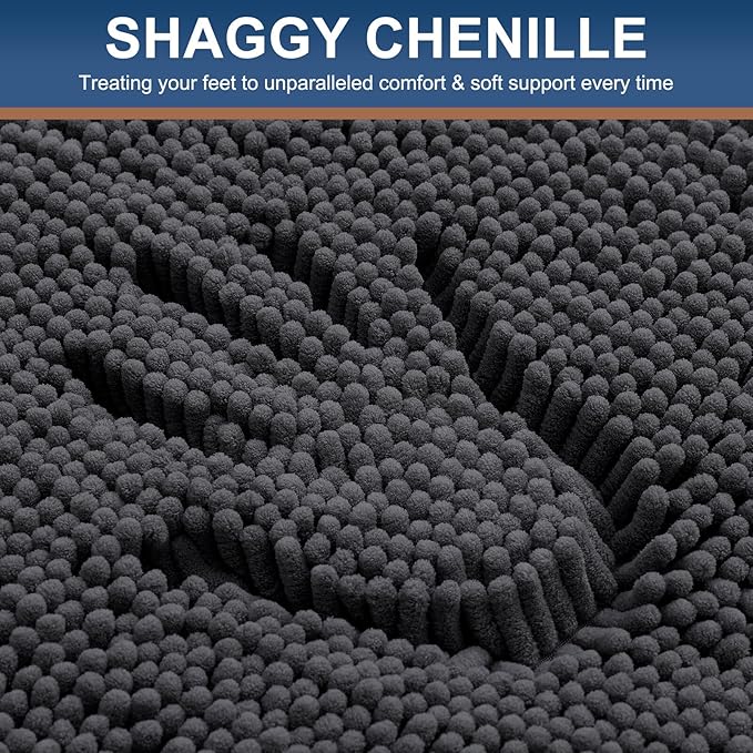 Smiry Luxury Chenille Bathroom Rugs 47x24, Extra Soft and Absorbent Shaggy Bath - Image 4