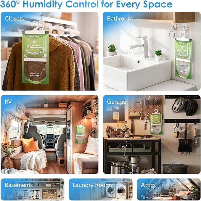 Moisture Absorbers 20 Pack Fresh Fragrance, Hanging Closet Dehumidifier Bags - Image 8