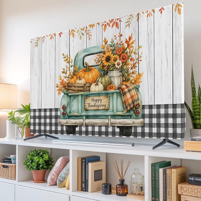 Happy Thanksgiving Green Truck Indoor TV Cover, Elastic TV Screen Protector by Unknown