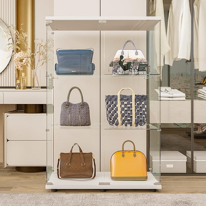 Yoluckea 3 Shelves Glass Display Cabinet - Image 5