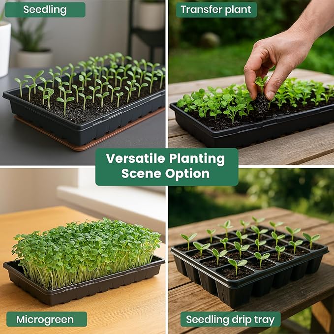 MIXC 10 Pack 1020 Seed Starter Trays, Extra Thick Heavy Duty Trays - Image 6