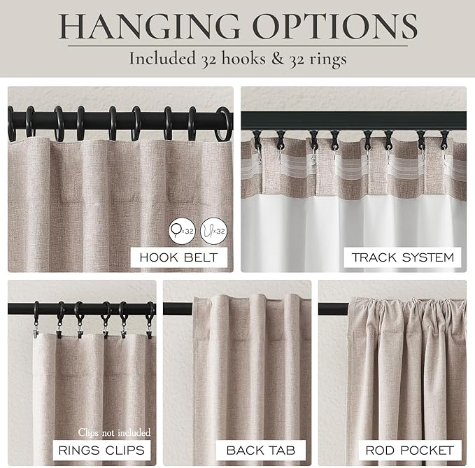 Small Blackout Kitchen Curtains 48 Inch Length, Rustic Farmhouse Pleat Burlap - Image 5