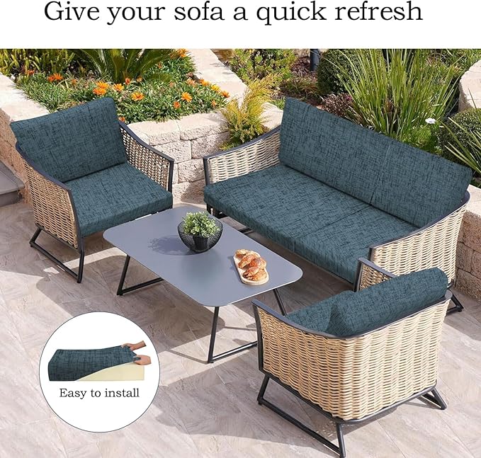 14Pcs Stretch Patio Cushion Covers Outdoor Couch Cover Replacement, Outdoor - Image 5