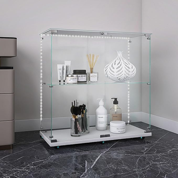 Yoluckea 2-Tier Glass Display Cabinet - Image 5