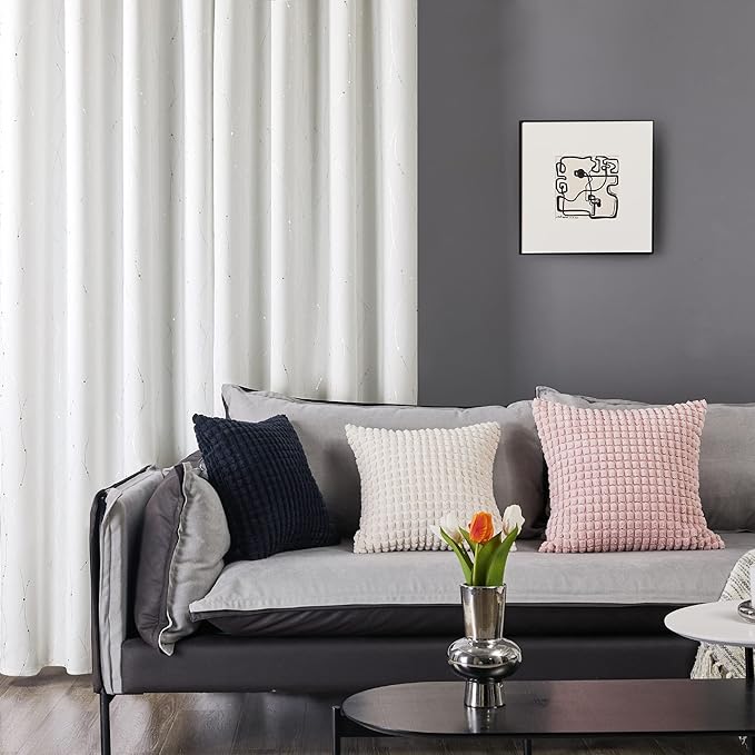 Deconovo White Curtains, Room Darkening Curtain, Thermal Insulated Soundproof - Image 3