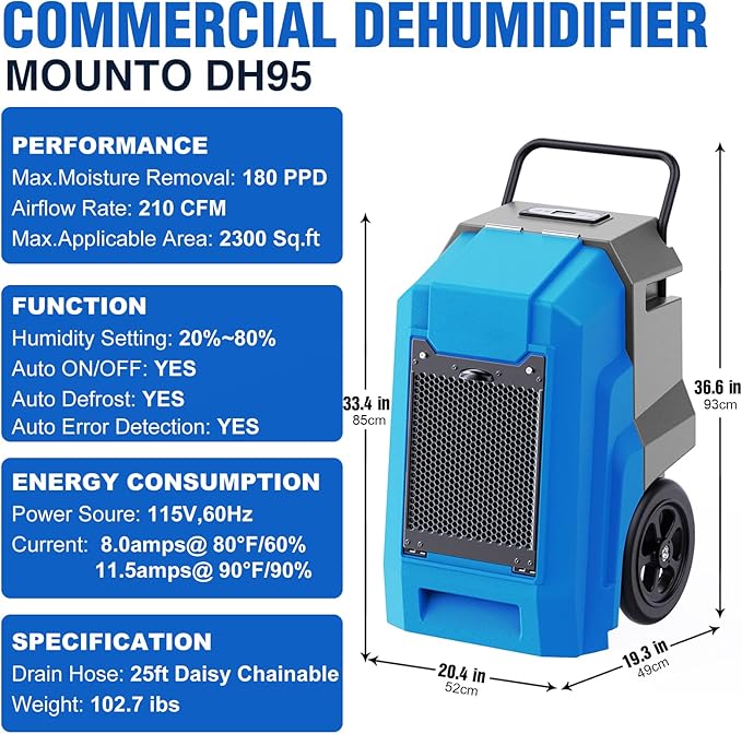 MOUNTO 180Pints LGR Industrial Dehumidifier - Image 3