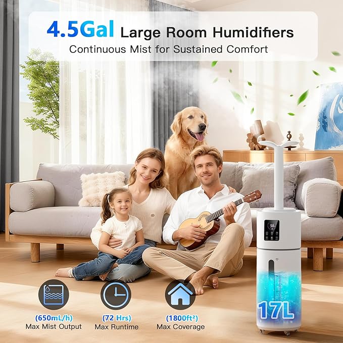 Smart Humidifiers for Large Room Bedroom Home 1800 sq.ft, 17L/4.5Gal Large - Image 2