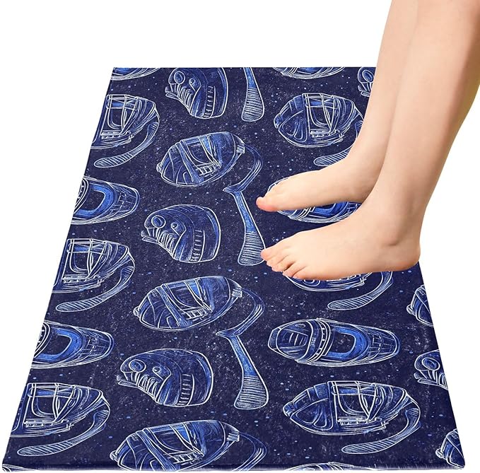 Ice Hockey Pattern Blue Decorative mat Non Slip Anti Mold Washable Rugs - Image 2