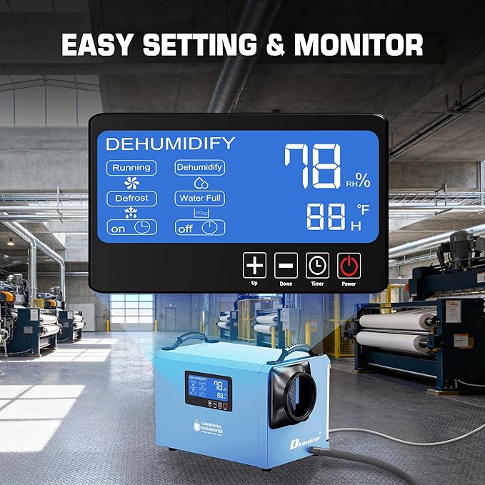 145 Pints Commercial Dehumidifier, Industrial Water Damage Unit up to 6 - Image 3