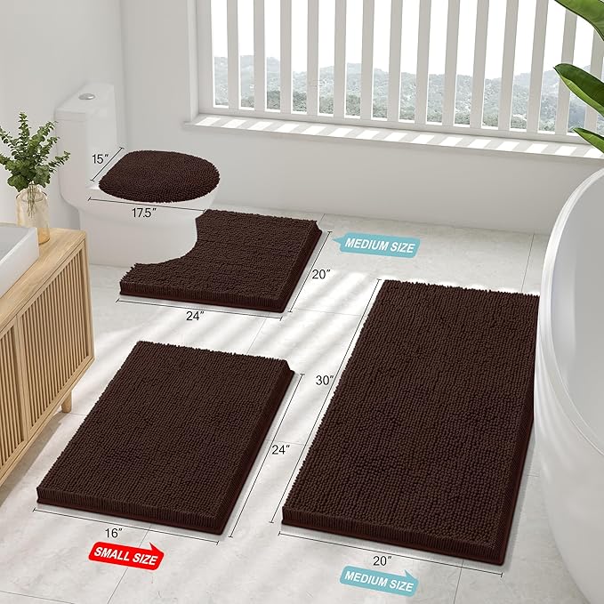 Smiry Luxury Chenille Bathroom Rugs 40x32, Extra Soft and Absorbent Shaggy Bath - Image 3