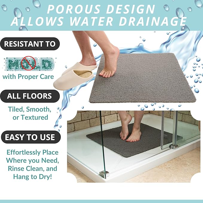 Enkosi Loofah Shower Mat Non Slip – Square Anti Slip Bath Mat - Image 4