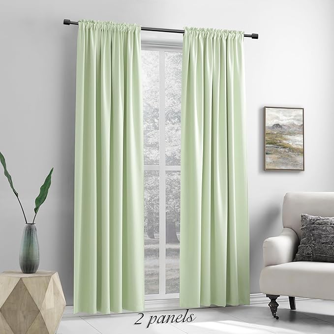 DONREN Light Green Blackout Curtains 96 inch Length - Image 2