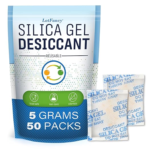 LotFancy 5 Gram Silica Gel Packets, Color Indicating Desiccant by LotFancy